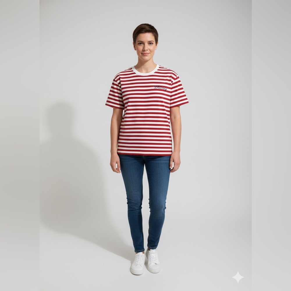 Whitney Biennial Hillflint x Whitney Shop Red and White Striped T-Shirt Size XL